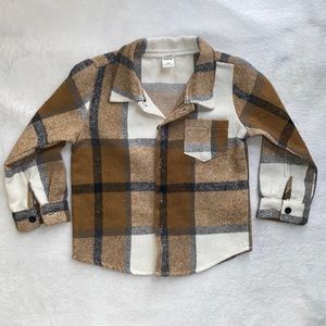 SHEIN Toddler Boys Plaid Patched Pocket Coat